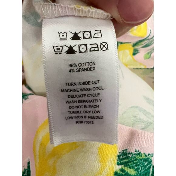 Cynthia Rowley Pink Yellow Lemon Fruit Print Sleeveless Shift Mini Dress Size 4 - Picture 9 of 9